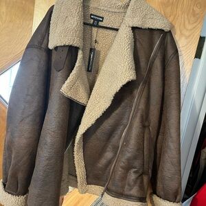 PrettyLittleThing Tan Shearling Jacket